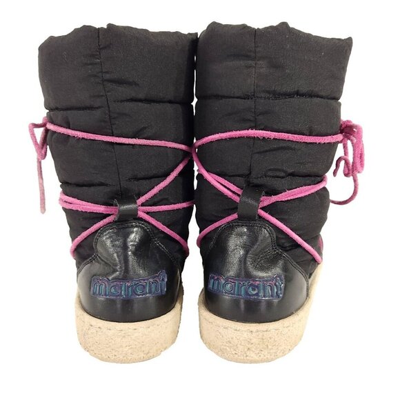 Isabel Marant Zenora Boots 37 US 6.5 Womens Black Fleece Lied $815 - Picture 6 of 14